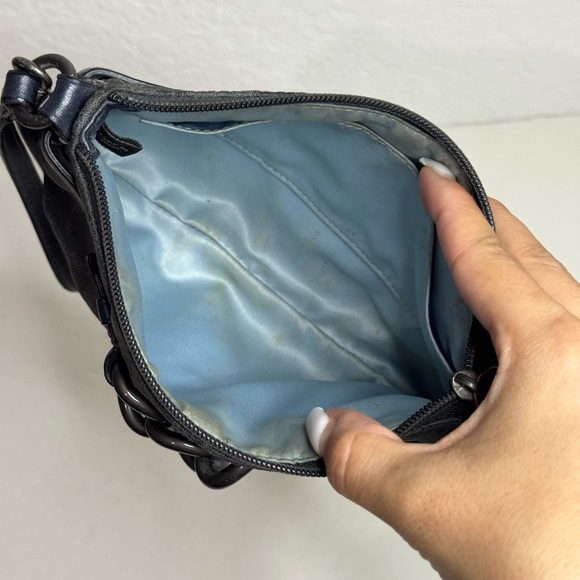 Coach Grey Madison Op Art Pleated Signature Capacity Chain Wristlet - Picture 9 of 9